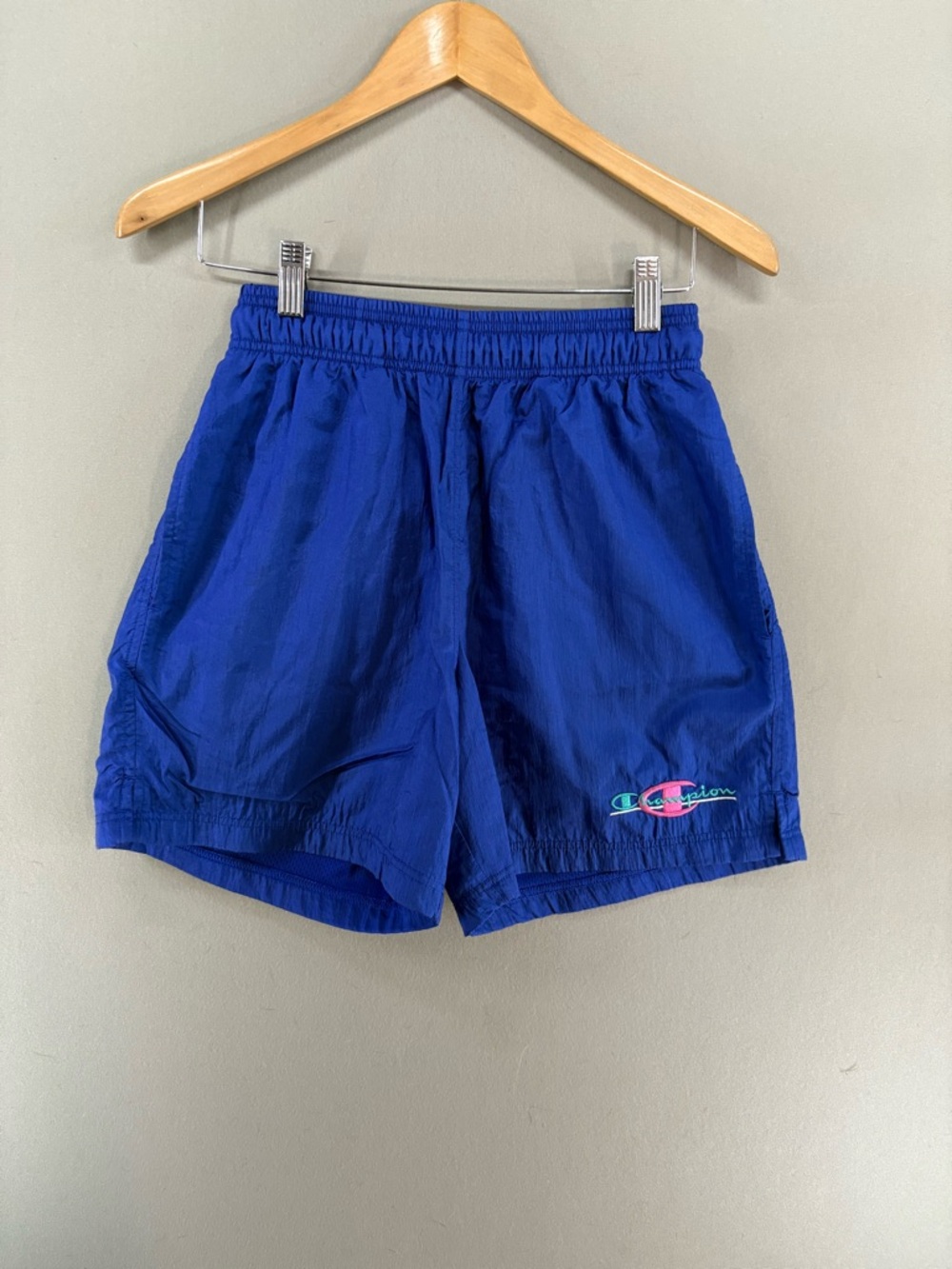 Retro Champion Uo Exclusive Nylon Volley Short Men Size Small Blue Drawstring
